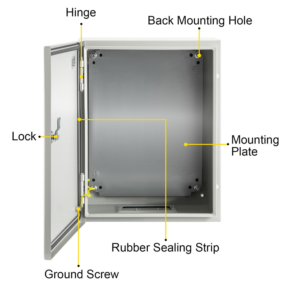 VEVOR NEMA Steel Enclosure, 12 x 10 x 6\'\' NEMA 4X Steel Electrical Box, IP66 Waterproof & Dustproof, Outdoor/Indoor Electrical Junction Box, with Mounting Plate