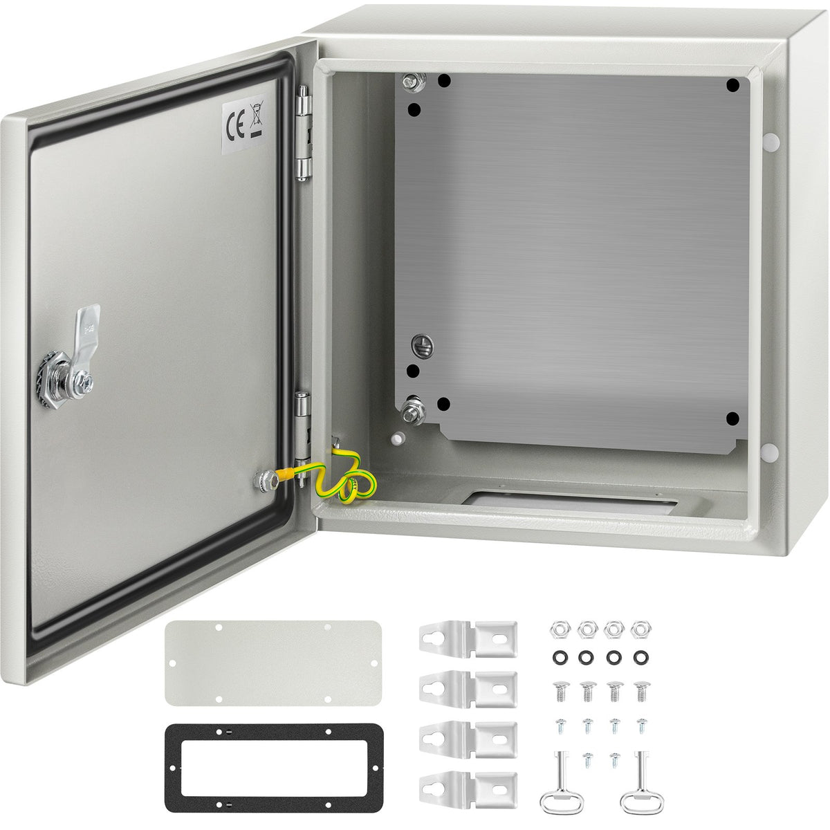 VEVOR NEMA Steel Enclosure, 12 x 12 x 6\'\' NEMA 4X Steel Electrical Box, IP66 Waterproof & Dustproof, Outdoor/Indoor Electrical Junction Box, with Mounting Plate