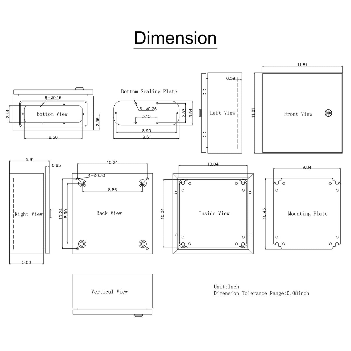 VEVOR NEMA Steel Enclosure, 12 x 12 x 6\'\' NEMA 4X Steel Electrical Box, IP66 Waterproof & Dustproof, Outdoor/Indoor Electrical Junction Box, with Mounting Plate