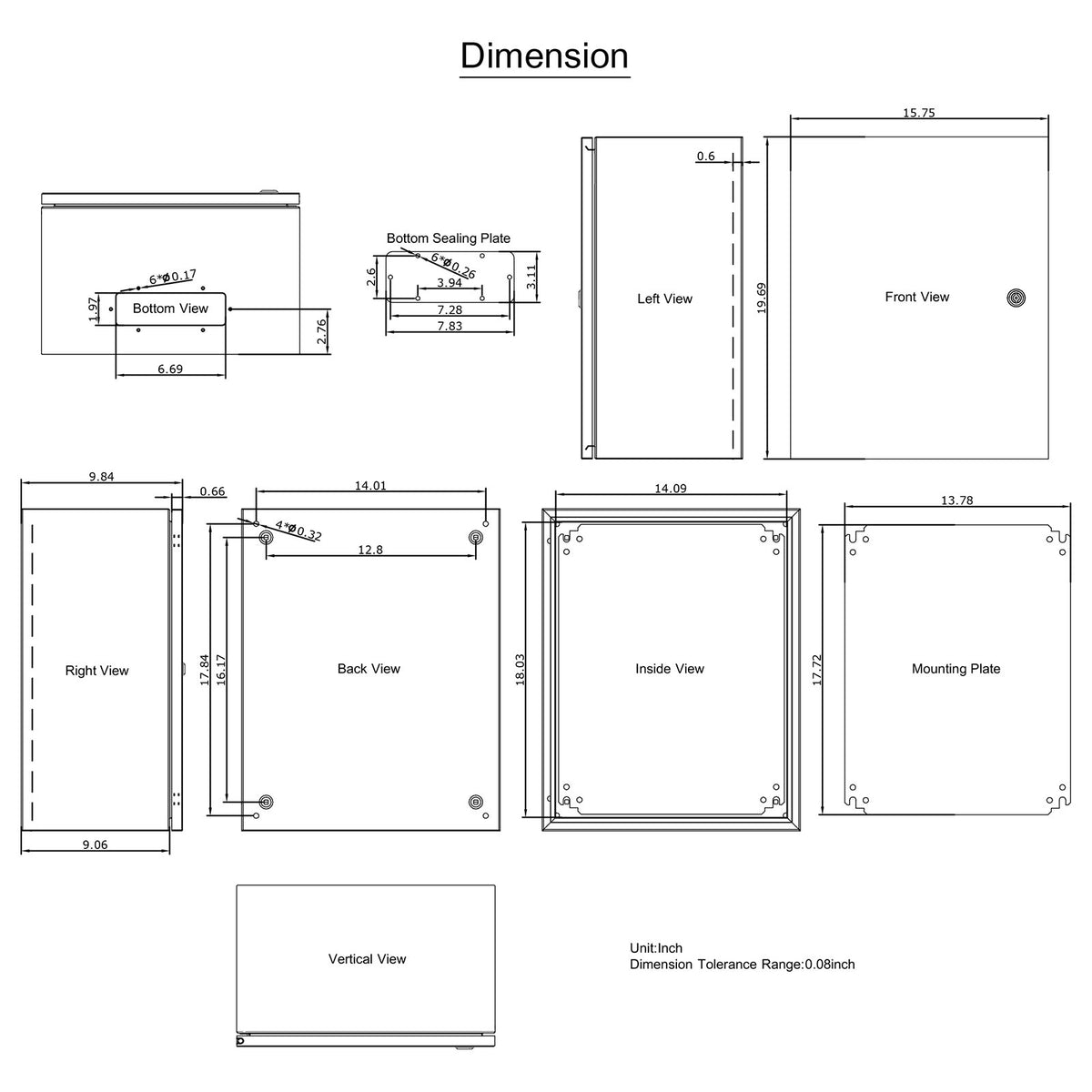 VEVOR NEMA Steel Enclosure, 20 x 16 x 10\'\' NEMA 4X Steel Electrical Box, IP66 Waterproof & Dustproof, Outdoor/Indoor Electrical Junction Box, with Mounting Plate