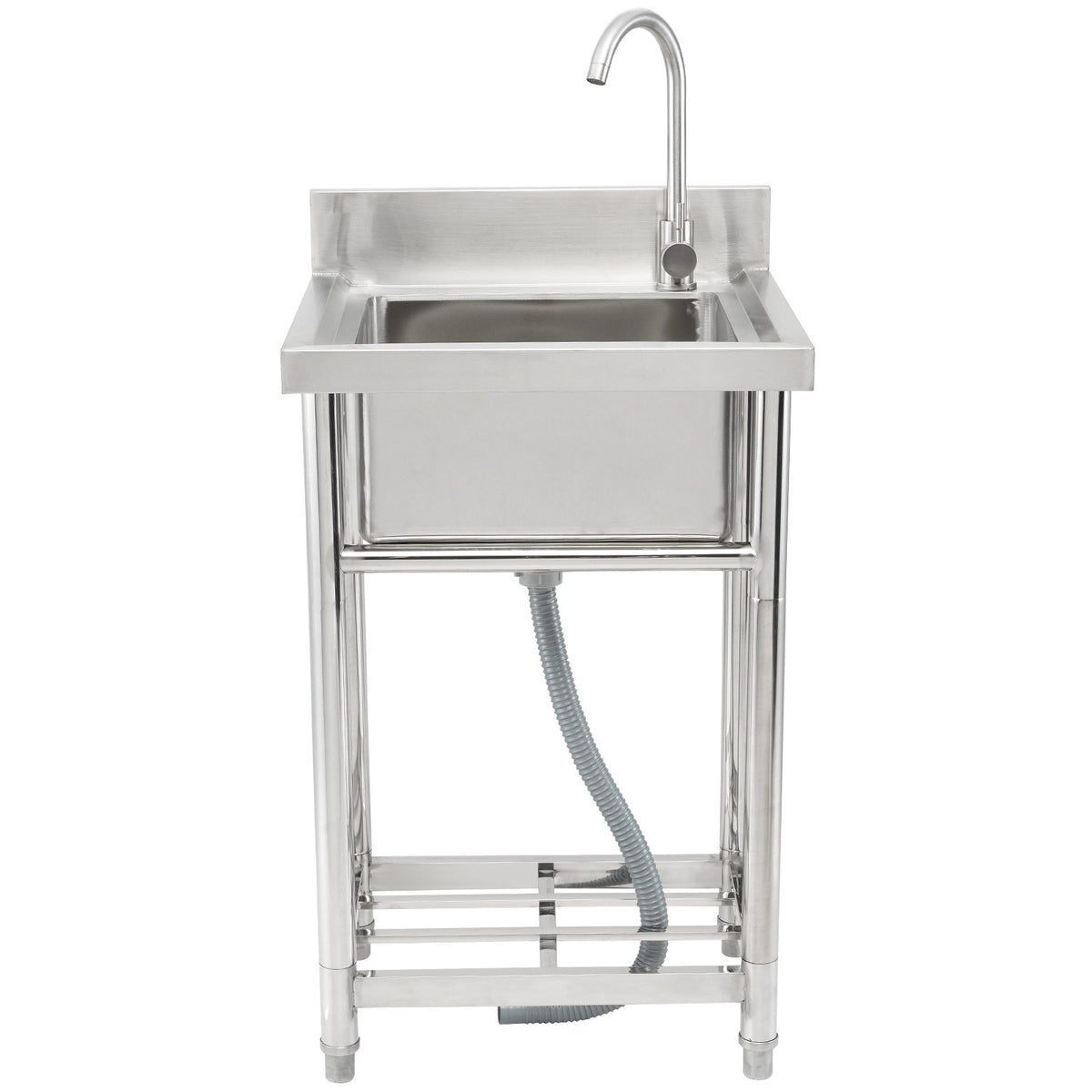 VEVOR Stainless Steel Utility Sink, 1 Compartment Free Standing Small Sink Include Faucet & legs, 16 x 13 x 8.7 in Commercial Single Bowl Sinks for Garage, Restaurant, Kitchen, Laundry