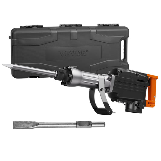 VEVOR Demolition Jack Hammer, 2200W Electric Jackhammer Heavy Duty, 1350 BPM Concrete Breaker, 2pcs Chisels Bit Chipping with Case, Black