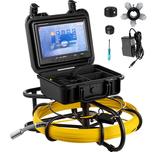 VEVOR Sewer Camera, 150 ft Pipeline Inspection Camera with 9-inch Screen, Waterproof IP68 Borescope Camera with 12 Adjustable LEDs, 16 GB SD Card, Industrial Endoscope for Sewer, Home, Duct Drain Pipe