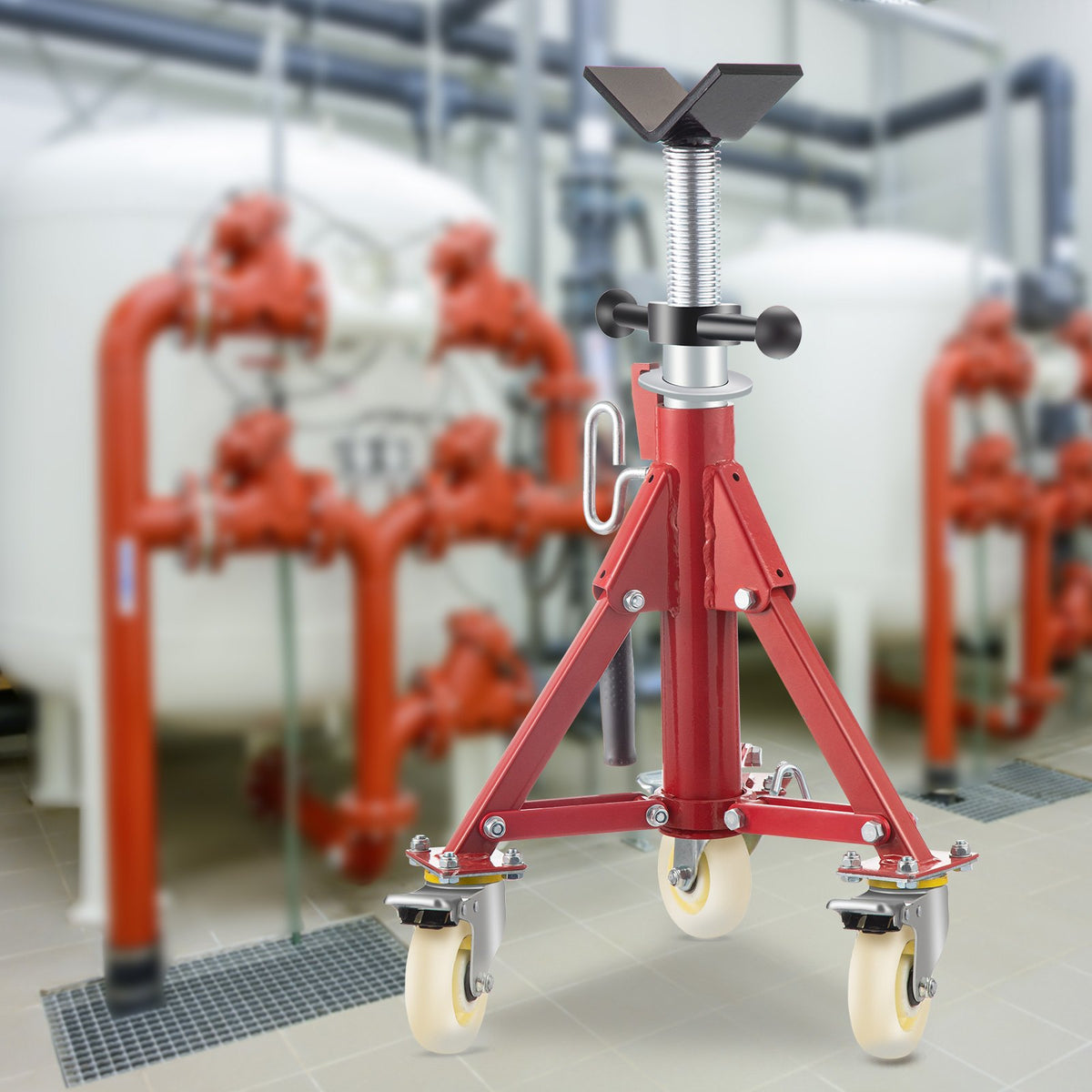 VEVOR Pipe Stand, V Head Pipe Stand Adjustable Height 20-37 Inch, 2500LBS Pipe Stands with Casters, Folding Portable Pipe Stands for 1/8 to 12 Inch Pipe Supporting