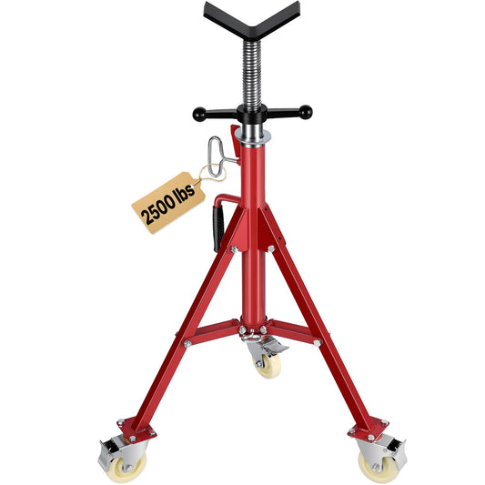 VEVOR Pipe Stand, V Head Pipe Stand Adjustable Height 20-37 Inch, 2500LBS Pipe Stands with Casters, Folding Portable Pipe Stands for 1/8 to 12 Inch Pipe Supporting