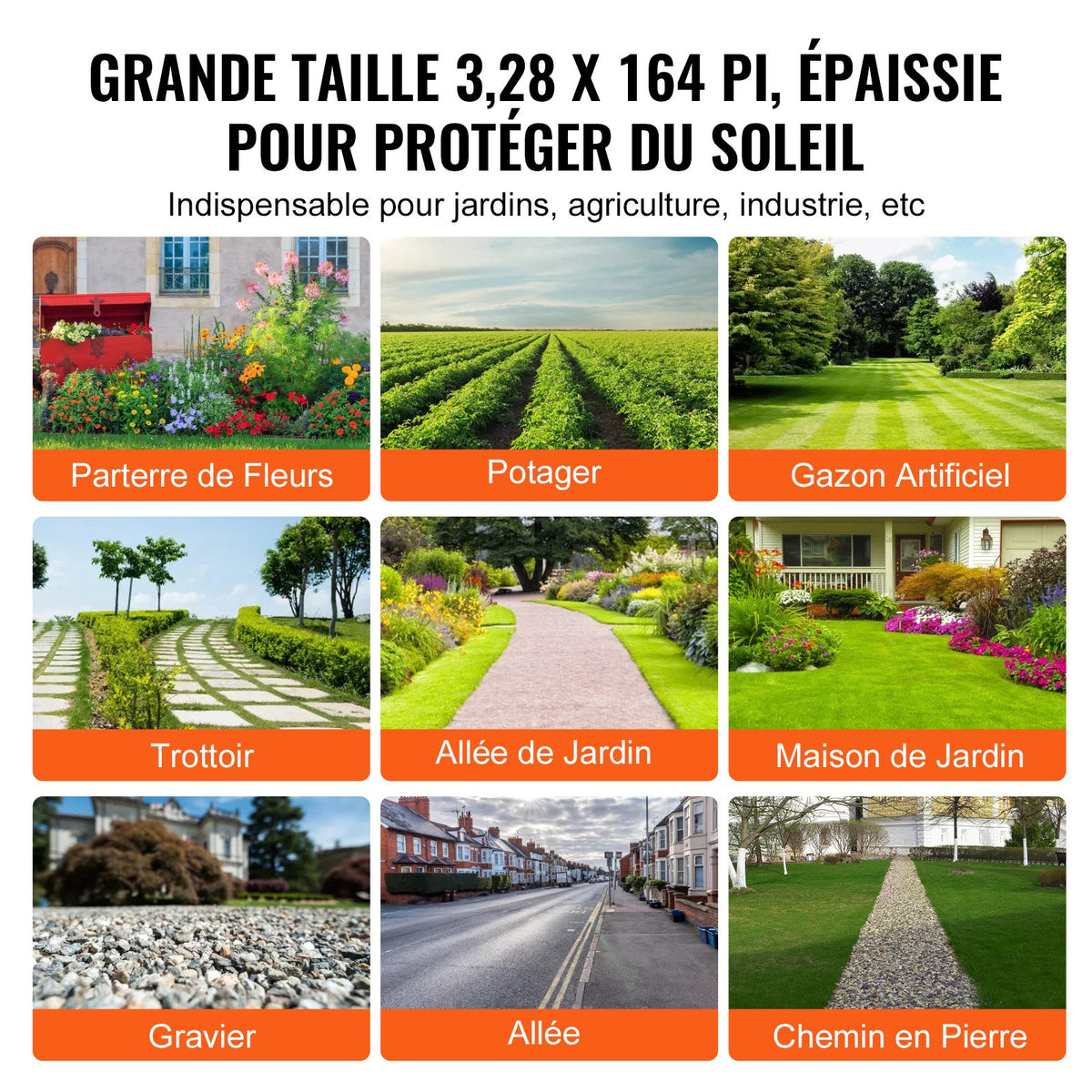 VEVOR Weed Barrier Landscape Fabric, 3.28*164FT Heavy Duty Garden Weed Fabric, Woven PP Weed Control Fabric, Driveway Fabric, Geotextile Fabric for Landscaping, Ground Cover, Weed Blocker Weed Mat, Black