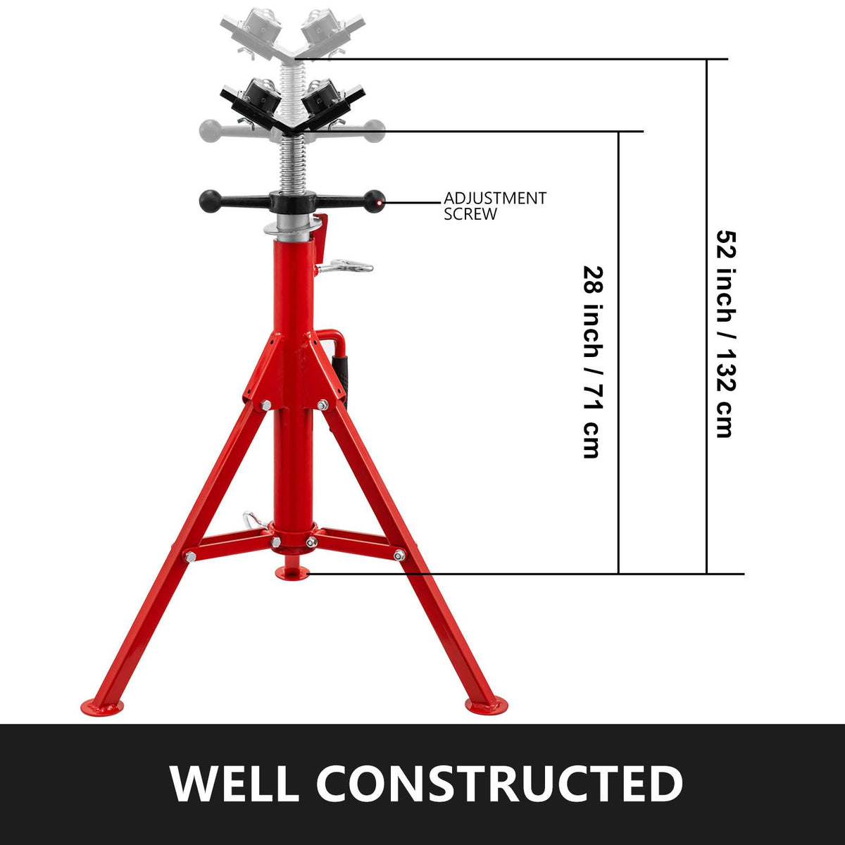VEVOR Pipe Stand with 4-Ball Transfer V-Head and Folding Legs, 1500LBS Capacity Welding Pipe Stand Adjustable Height 28-52IN 1107A-type Pipe Stand for Welding