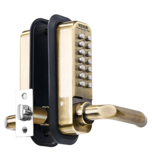 VEVOR Mechanical Keyless Entry Door Lock, 14 Key Mechanical Door Lock, Mechanical Keypad Door Lock with Handle, Double-Sided 