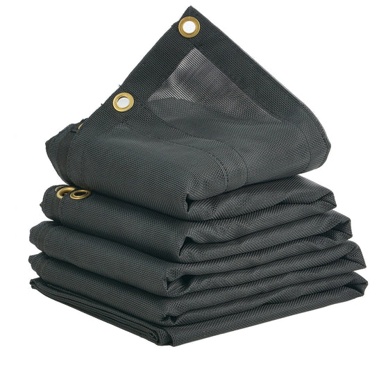 VEVOR Dump Truck Mesh Tarp, 6 x 14 ft, PVC Coated Black Heavy Duty Cover with 5.5" 18oz Double Pocket, Brass Grommets, Reinforced Double Needle Stitch Webbing Fits Manual or Electric Dump Truck System