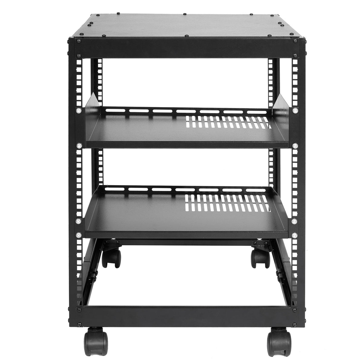 VEVOR 12U Open Frame Server Rack, 23-40 in Adjustable Depth, Free Standing or Wall Mount Network Server Rack, 4 Post AV Rack with Casters, Holds All Your Networking IT Equipment AV Gear Router Modem
