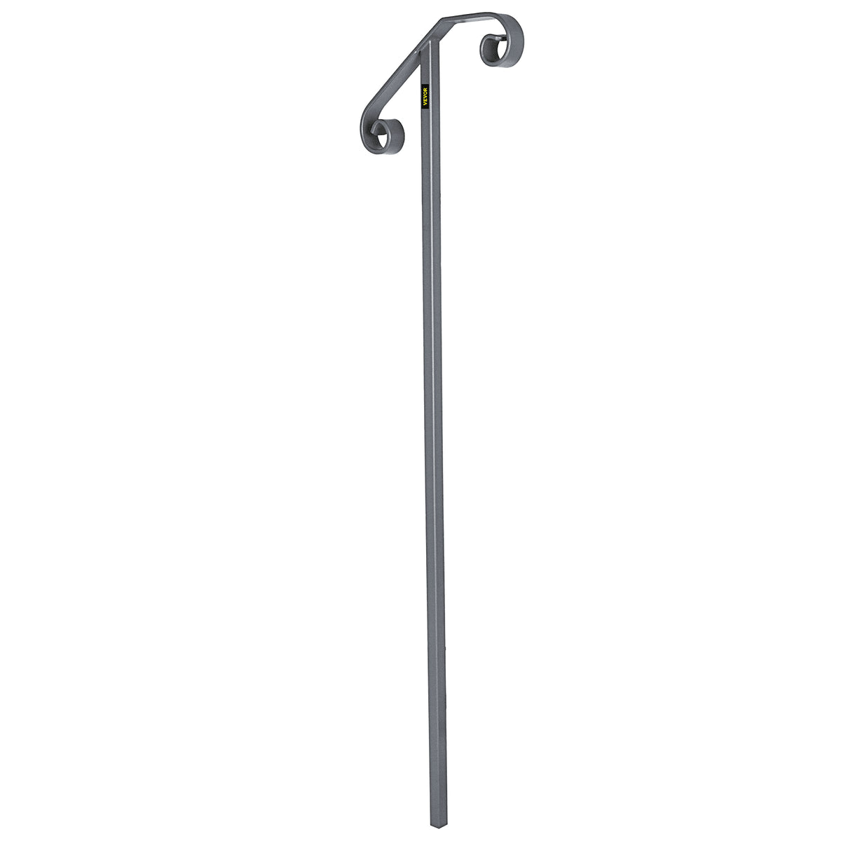 VEVOR Single Post Handrail Wrought Iron Post Mount Step Grab Supports in Ground Long Post Fits 1 or 2 Steps Grab Rail Single Post Railing (Gray)