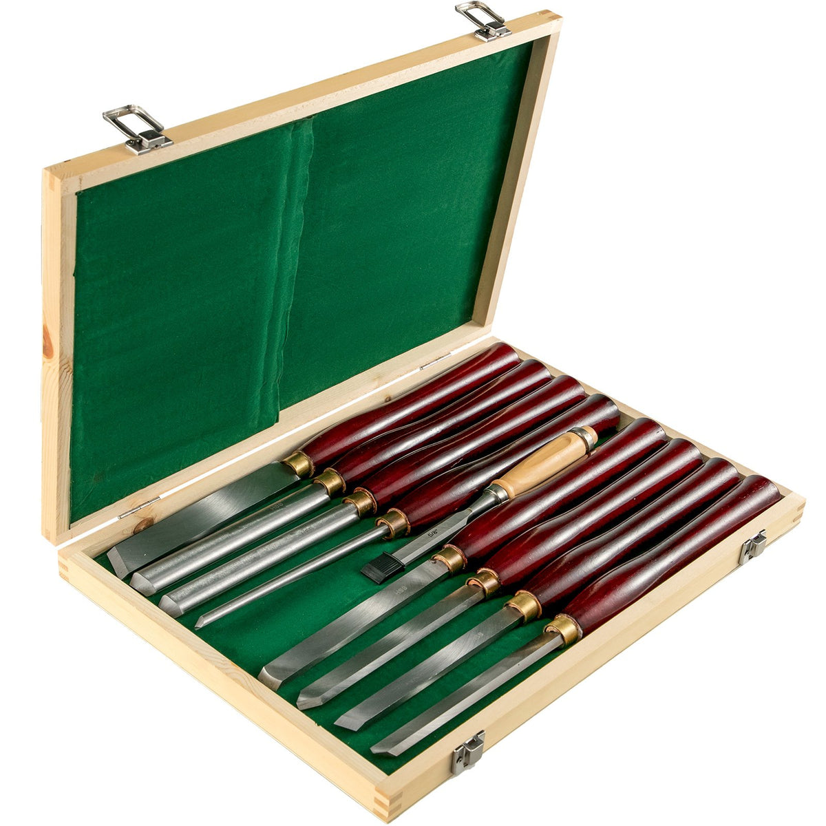VEVOR 8-Piece Wood Lathe Chisel Kit, HSS Steel Blades, Woodworking Turning Tools with Wooden Storage Case, Ideal for Wood, Root, and Furniture Carving - Red