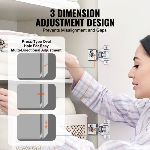 VEVOR Cabinet Hinges, 60 Packs Partial Overlay Kitchen Cabinet Door Hinges, 105 Degree Opening Angel Soft Close Concealed Cup