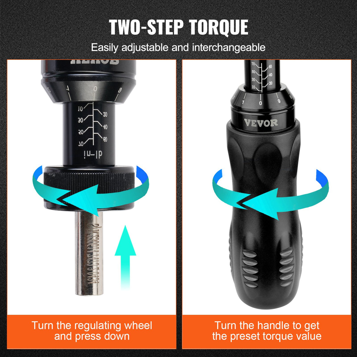 VEVOR Torque Screwdriver, 1/4" Drive Screwdriver Torque Wrench, Electrician Torque Screwdriver with Scale, 10-70 in/lbs Torque Range, 1 in-lbs Torque Increment Torque Screwdriver with Bits & Case