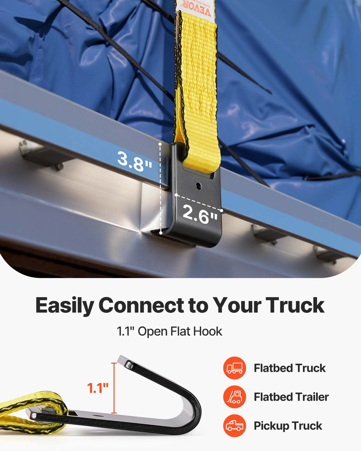 VEVOR Ratchet Tie Down Straps (10PK), 10000 lb Break Strength, Endless Ratchet with 10 Premium 2" x 30' Tie Downs Heavy Duty, Track Spring Fittings for Moving Securing Cargo, Appliances, Motorcycle
