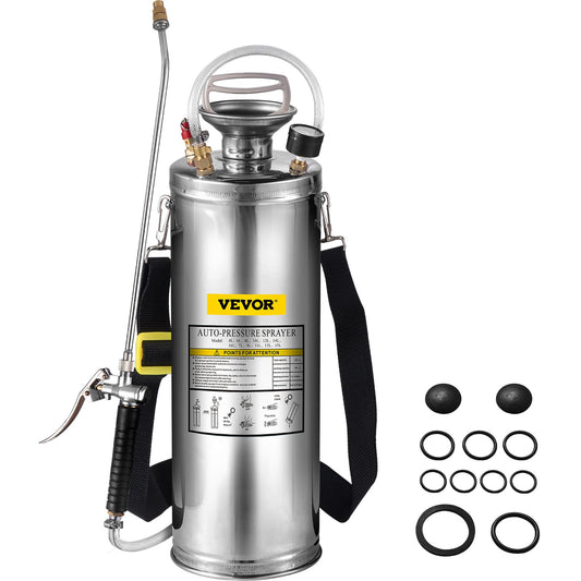 3 Gallon Stainless Steel Sprayer, 20" Wand & 3FT Reinforced Hose, Hand Pump Sprayer with Pressure Gauge, Safety Valve & Adjustable Nozzle, Garden Weed Sprayer for Lawn, Gardening & Sanitizing