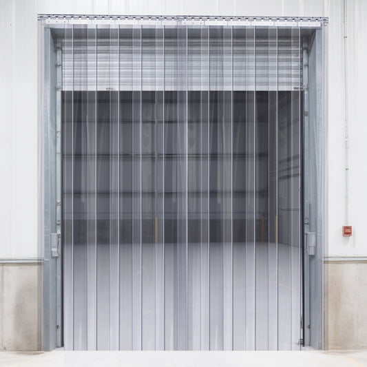 VEVOR Strip Curtain 16PCS, 96" Height, 96" Width, 0.08" Thickness, Clear Smooth Plastic Door Strips with 50% Overlap, PVC Strip Door Curtain Freezer Curtain for Warehouses, Walk in Freezers, Coolers