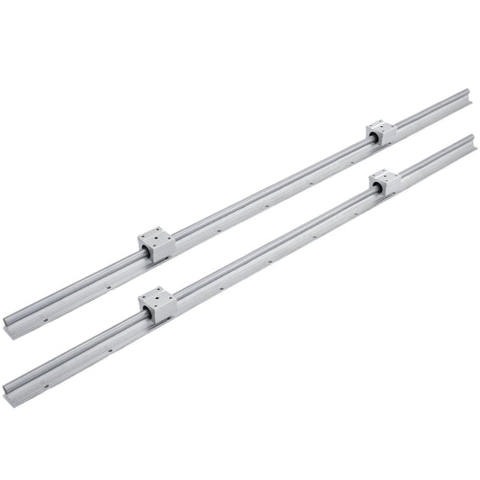 VEVOR Linear Rail, 2PCS SBR12-1000mm, Linear Guide 2 PCS Linear Guide Rails, 4 PCS Square Type Carriage Bearing Blocks, CNC Rail Linear Rails and Bearings Kit, for Automated Machines and Equipments