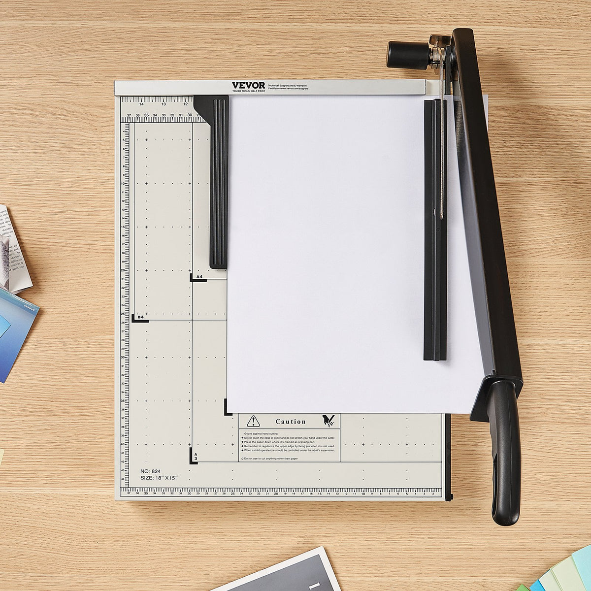VEVOR Paper Cutter, Guillotine Trimmer, 18" Cut Length, 15 Sheets Capacity, Heavy Duty Guillotine Paper Cutter with Guard Rail/Blade Lock for Cardstock/Cardboard, Paper Trimmer for Home Office School