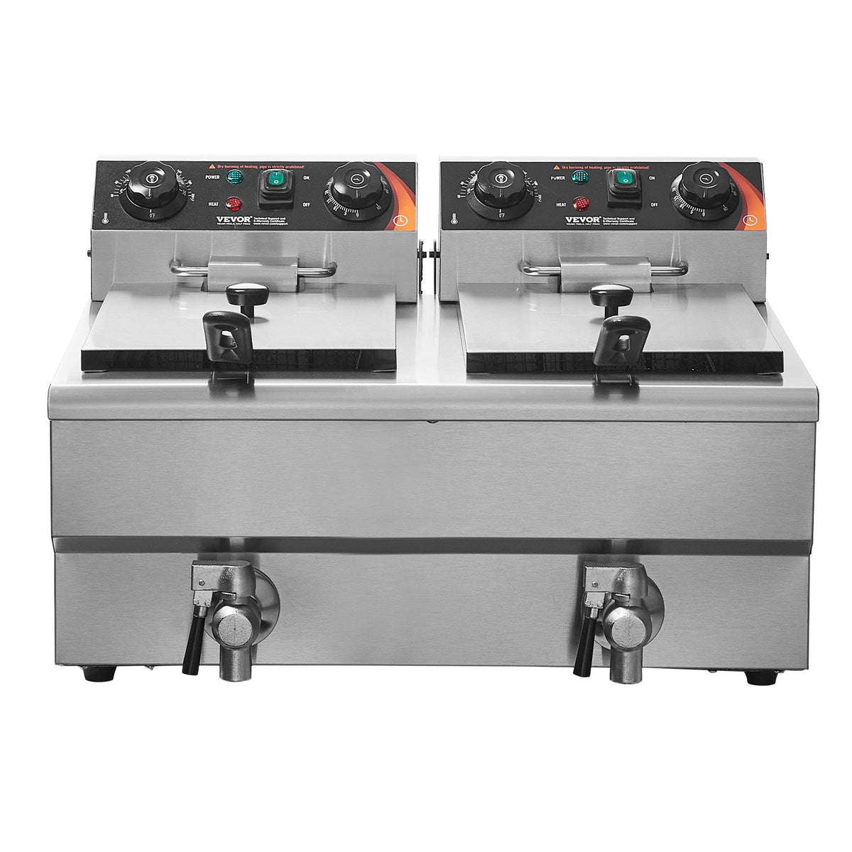 VEVOR Commercial Deep Fryer, Dual Tank 3000W Electric Countertop Fryer with Basket, 2 x 11.6Qt/11L Double Stainless Steel Oil Fryer with Oil Filtration, Time & Temp Control, for Kitchen Restaurant Use