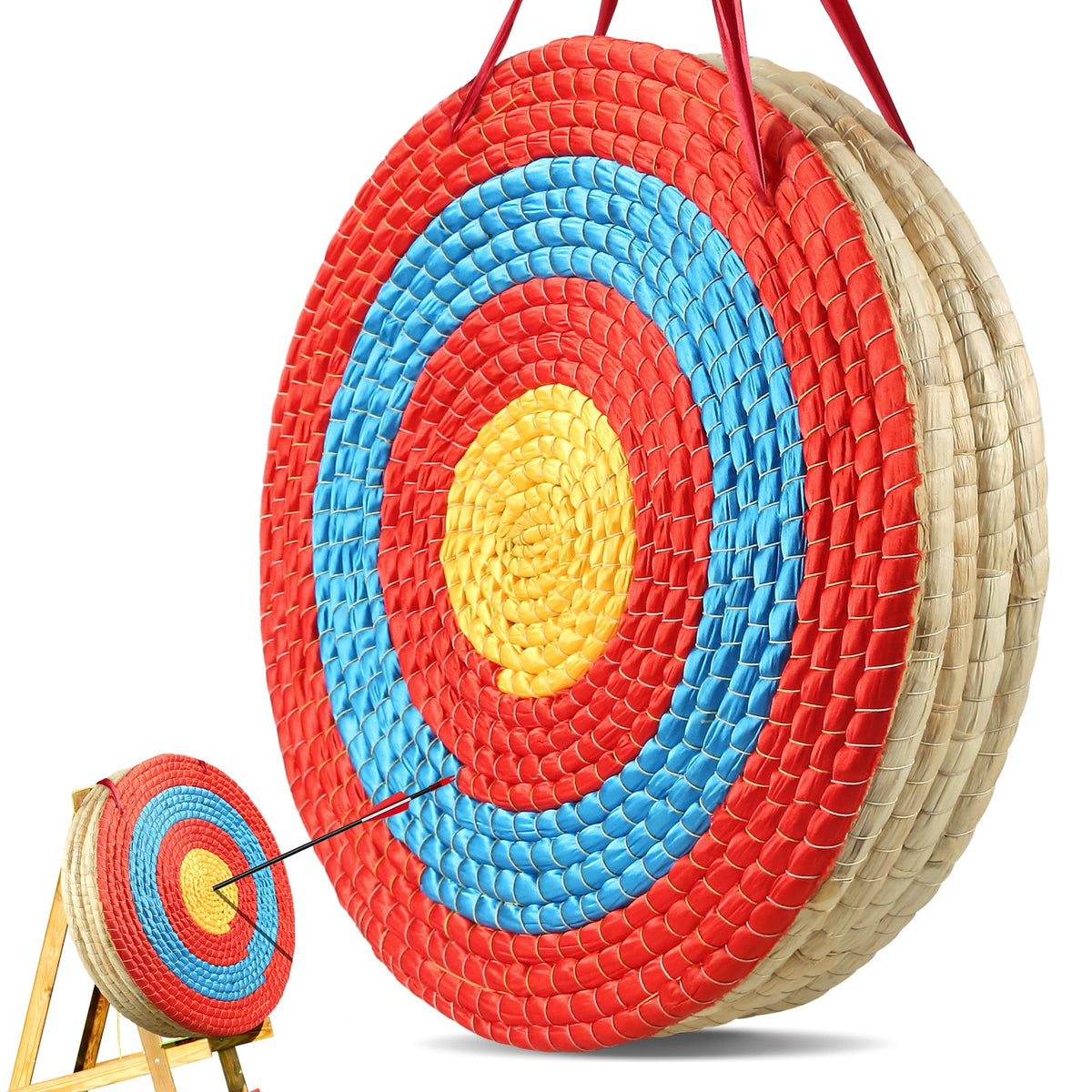 VEVOR Archery Target, 5 Layers 20" Arrow Target, Traditional Solid Straw Round Archery Target Shooting Bow, Hand-Made Arrows Target, Coloured Rope Target for Backyard Outdoor Hunting Shooting Practice