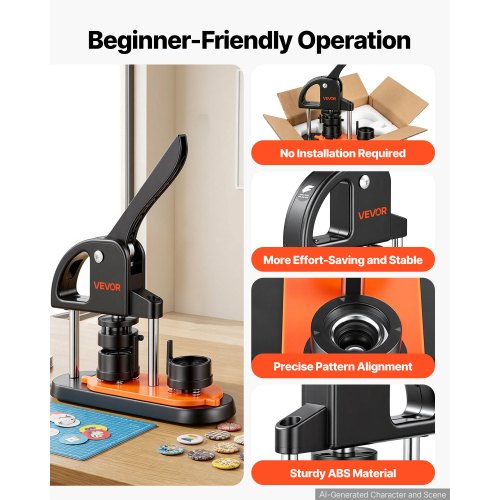 VEVOR Button Maker Machine, 1.25 inch/32mm Pin Maker, Installation-Free Badge Punch Press Kit, Children DIY Gifts Button Maki