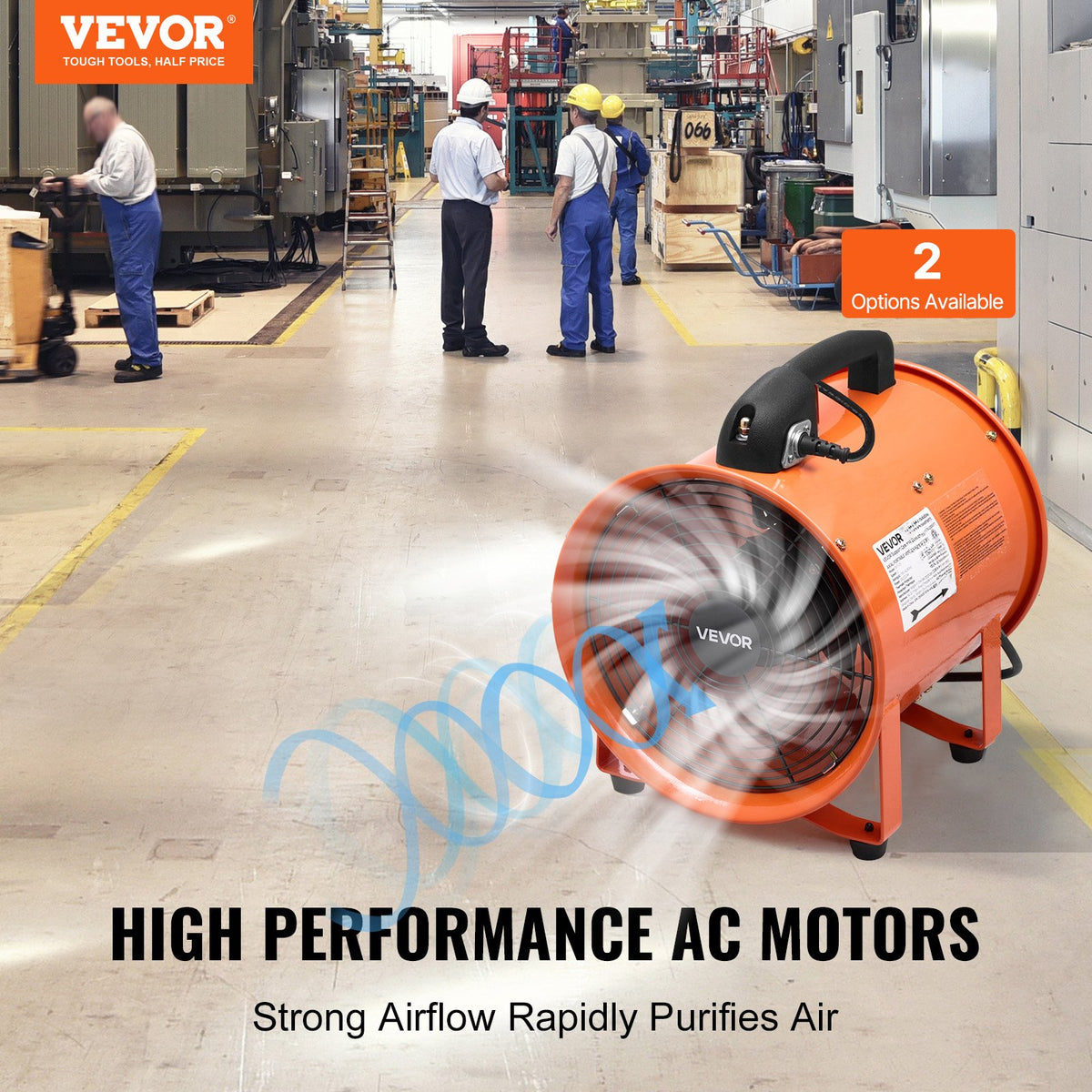 VEVOR Portable Ventilator, 10 inch Heavy Duty Cylinder Fan with 33ft Duct Hose, 350W Strong Shop Exhaust Blower 1948CFM, Industrial Utility Blower for Sucking Dust, Smoke, Smoke Home/Workplace