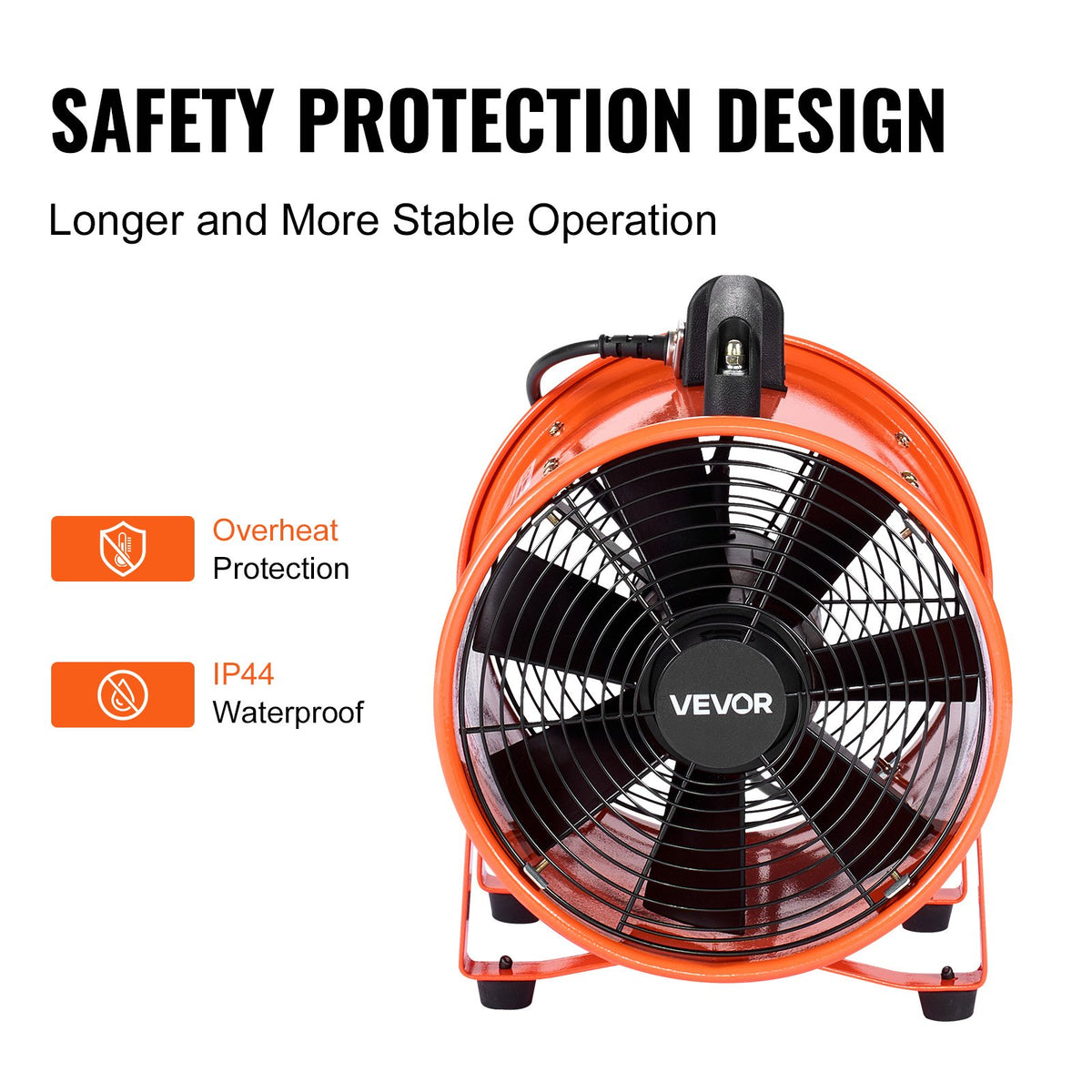VEVOR Portable Ventilator, 10 inch Heavy Duty Cylinder Fan with 33ft Duct Hose, 350W Strong Shop Exhaust Blower 1948CFM, Industrial Utility Blower for Sucking Dust, Smoke, Smoke Home/Workplace