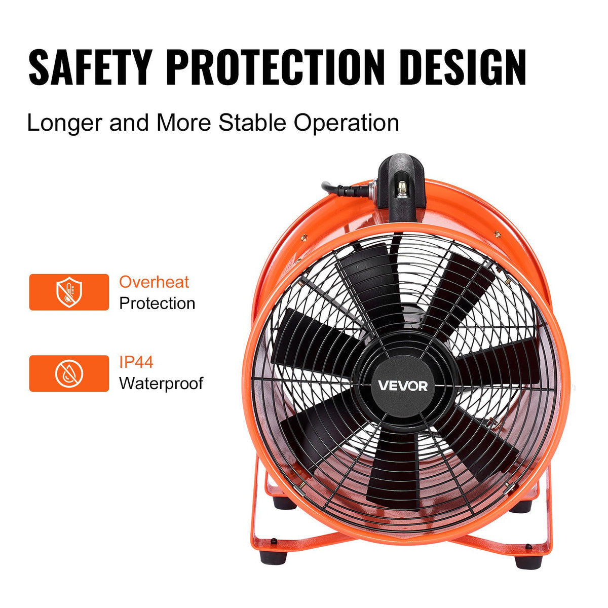 VEVOR Portable Ventilator, 12 inch Heavy Duty Cylinder Fan with 33ft Duct Hose, 560W Strong Shop Exhaust Blower 2894CFM, Industrial Utility Blower for Sucking Dust, Smoke, Smoke Home/Workplace