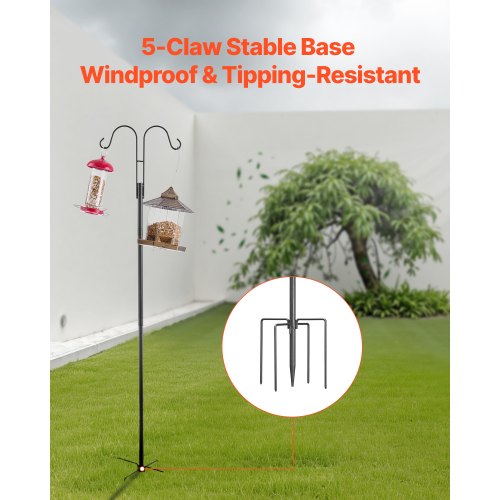 VEVOR Double Shepherds Hooks for Outdoor, 8 Pack 1560 mm Heavy Duty Bird Feeder Pole, 19 mm Thick Garden Hooks for Hanging Hu