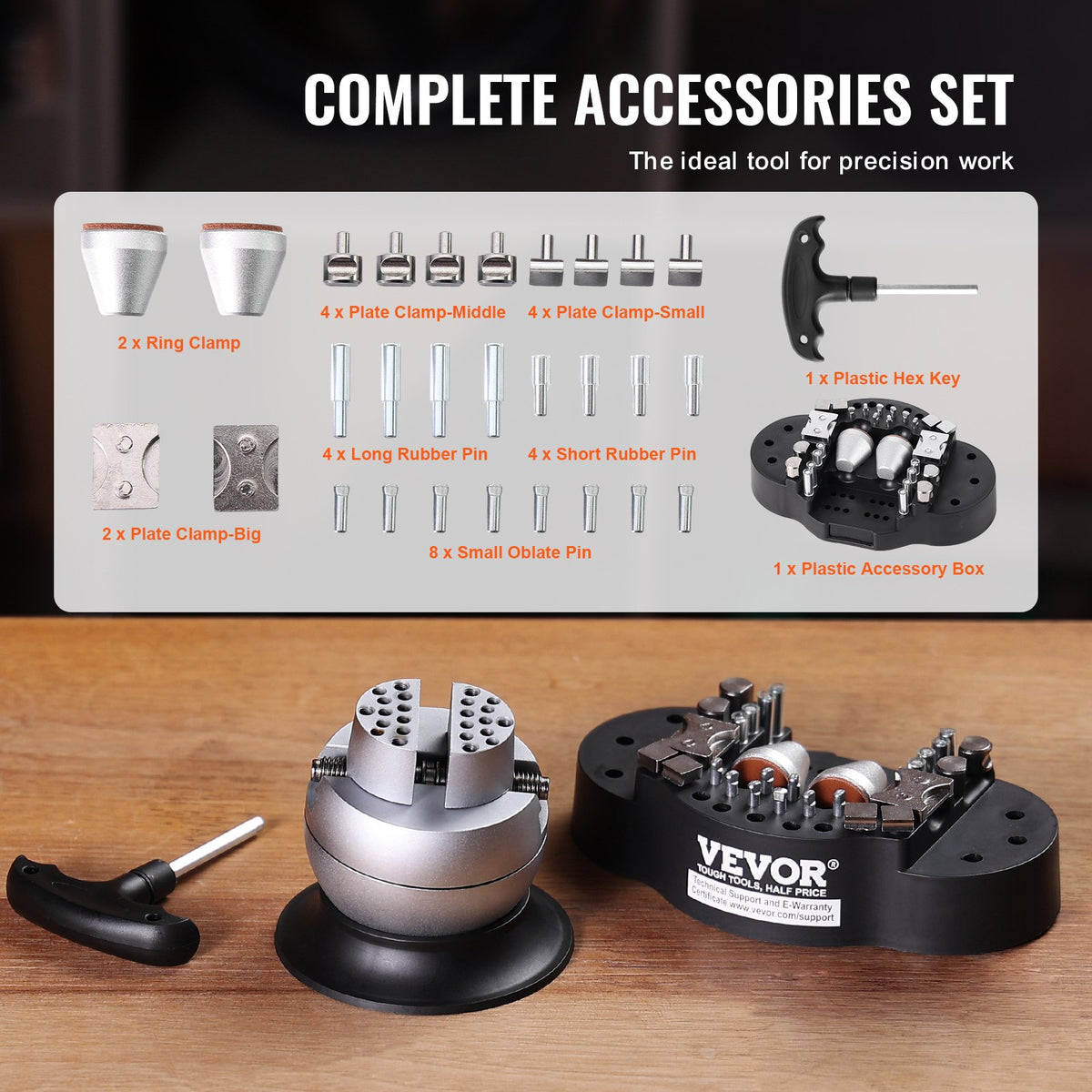 VEVOR Ball Vise, 3" Engraving Setting Tool, 360° Rotation Engraving Block Vise, 30 PCS Attachment Jewelry Engraving Block Tools Standard Block for Gemstone Inlay and Small-Scale Engraving