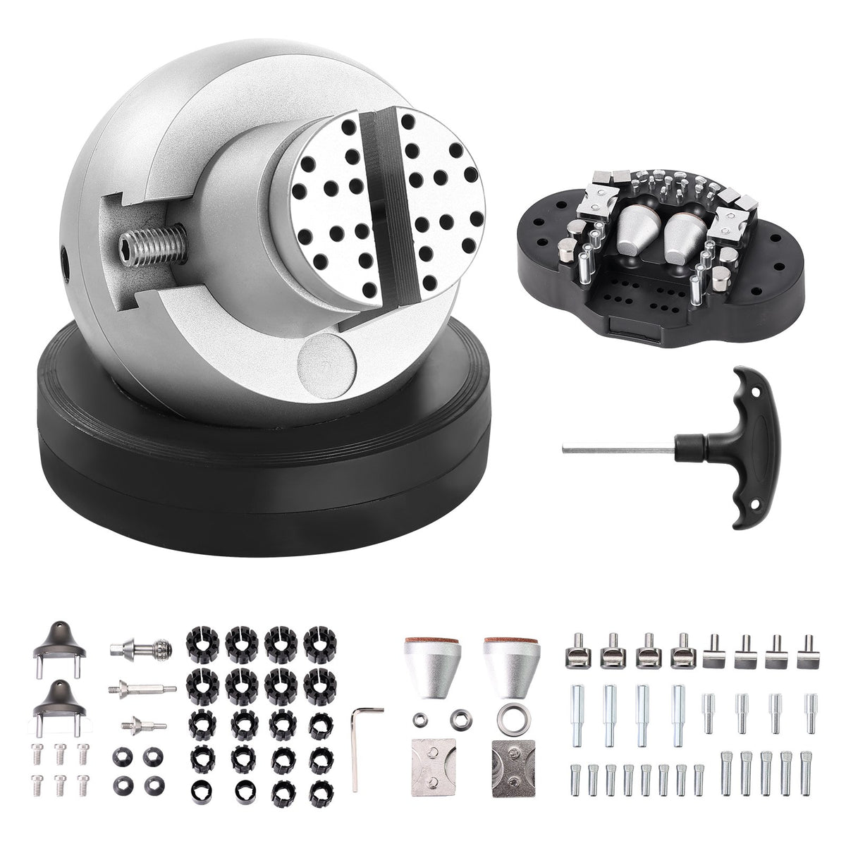 VEVOR Ball Vise, 5" Engraving Setting Tool, 360° Rotation Engraving Block Vise, 69 PCS Attachment Jewelry Engraving Block Tools Standard Block for Gemstone Inlay and Small-Scale Engraving