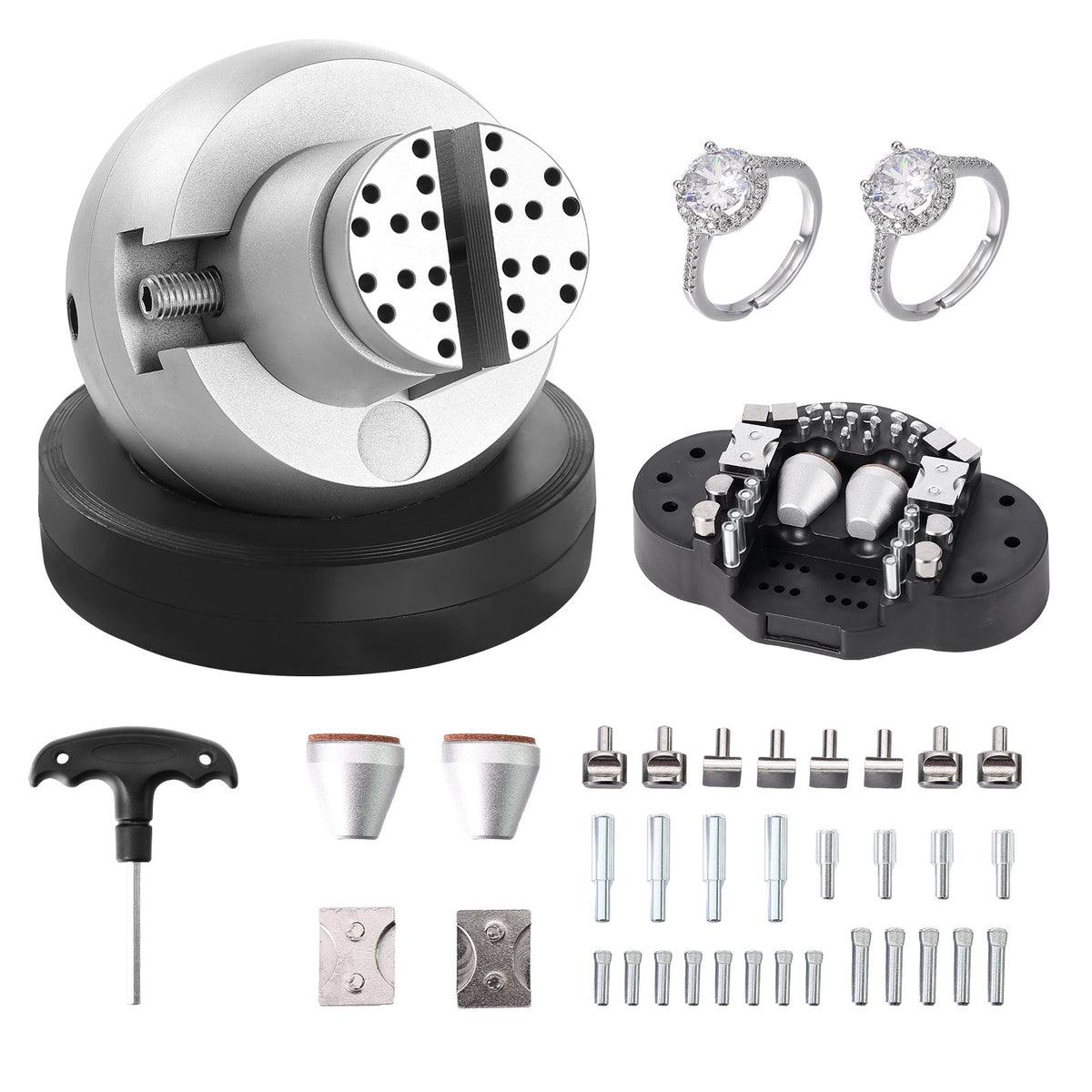 VEVOR Ball Vise, 5" Engraving Setting Tool, 360° Rotation Engraving Block Vise, 35 PCS Attachment Jewelry Engraving Block Tools Standard Block for Gemstone Inlay and Small-Scale Engraving