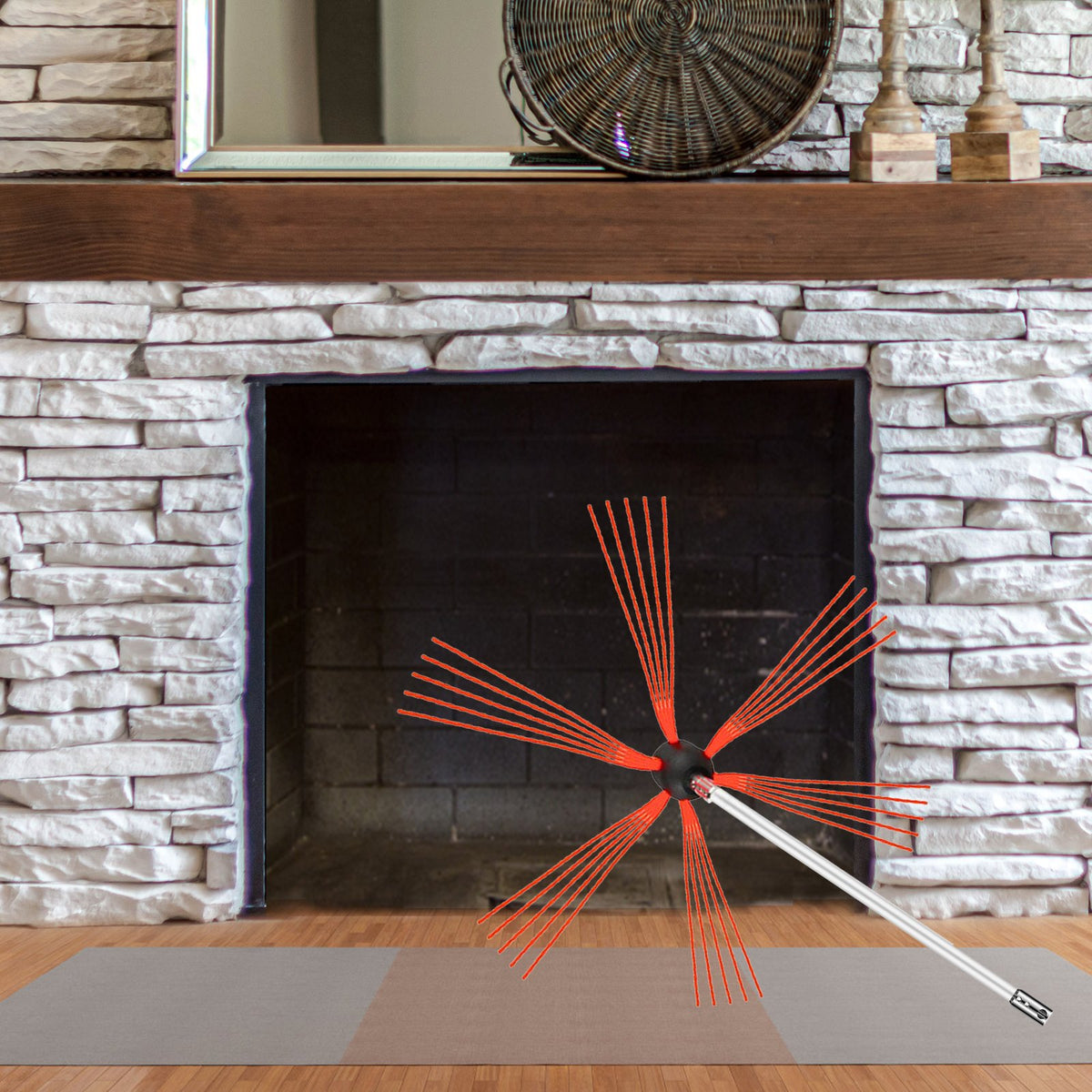 VEVOR Chimney Sweep Kit 30FT Length, Chimney Brush Kit with 9 Nylon Flexible Rods, Rotary Chimney Cleaning Kit Driven by Drill, Chimney Cleaning Tool Kits for Sweeping Fireplace Flue