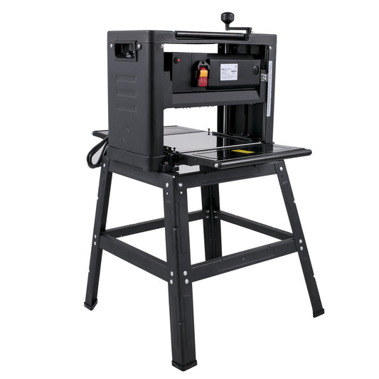 VEVOR Thickness Planer 12.5 inch Wood Planer Foldable 1500W Thickness Planer Woodworking 315\"/min Feed Rate Double Cutter Benchtop Thickness Planer with Dust Exhaust Interface Stand for Woodworking