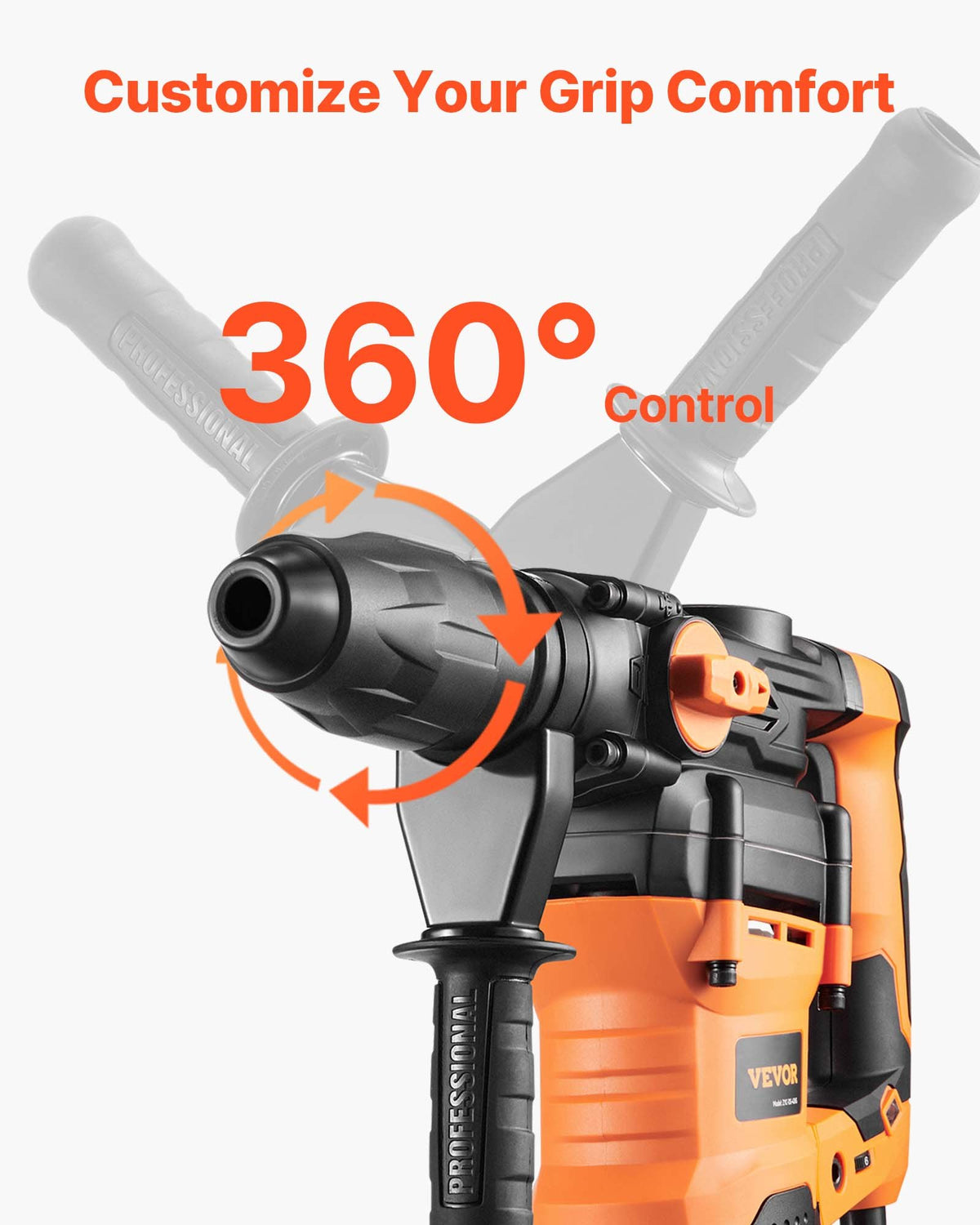 VEVOR 1-9/16 Inch SDS-Max Rotary Hammer Drill, 13Amp Corded Drills, Heavy Duty Chipping Hammers with Vibration Control & Safety Clutch, Electric Demolition Hammers Variable Speed, Power Tool For Concr