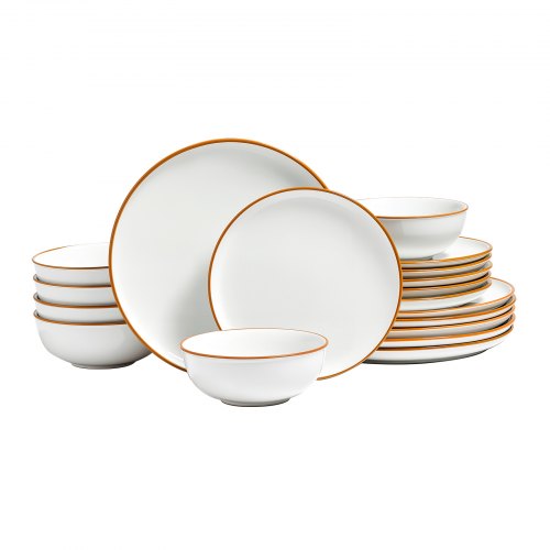 VEVOR Dinnerware Set, Service for 6 People, Round Plates and Bowls Sets, Scratch Resistant Ceramic Dinner Ware, Dishwasher an