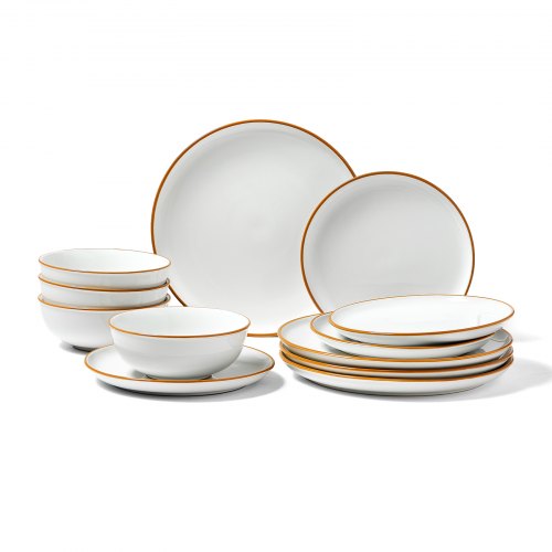 VEVOR Dinnerware Set, Service for 4 People, Round Plates and Bowls Sets, Scratch Resistant Ceramic Dinner Ware, Dishwasher an