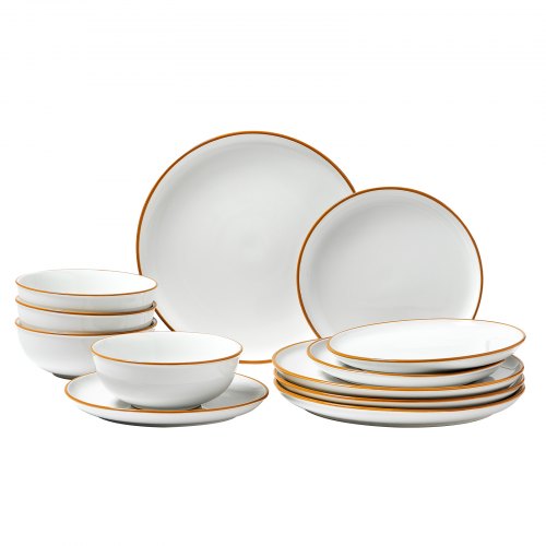 VEVOR Dinnerware Set, Service for 4 People, Round Plates and Bowls Sets, Scratch Resistant Ceramic Dinner Ware, Dishwasher an