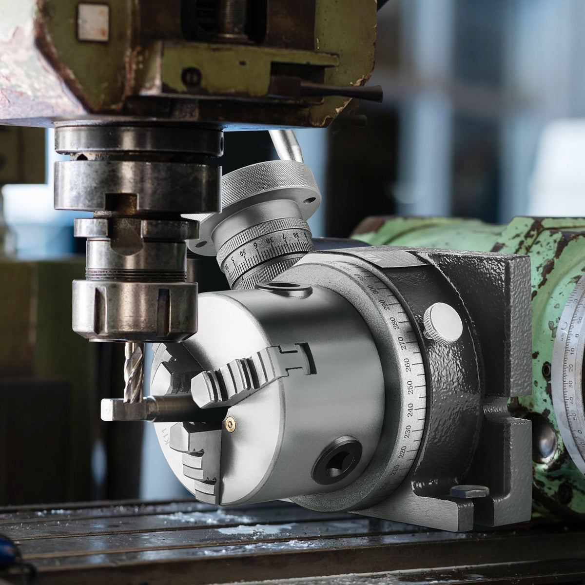 VEVOR Milling Machine Rotary Table, 4''/100 mm, Versatile Horizontal & Vertical Design, Precision Crafted, Includes 3.1''/80 mm 3-Jaw Chuck, M10 T-Bolts & Nuts, Ideal for Engineering & Indexing