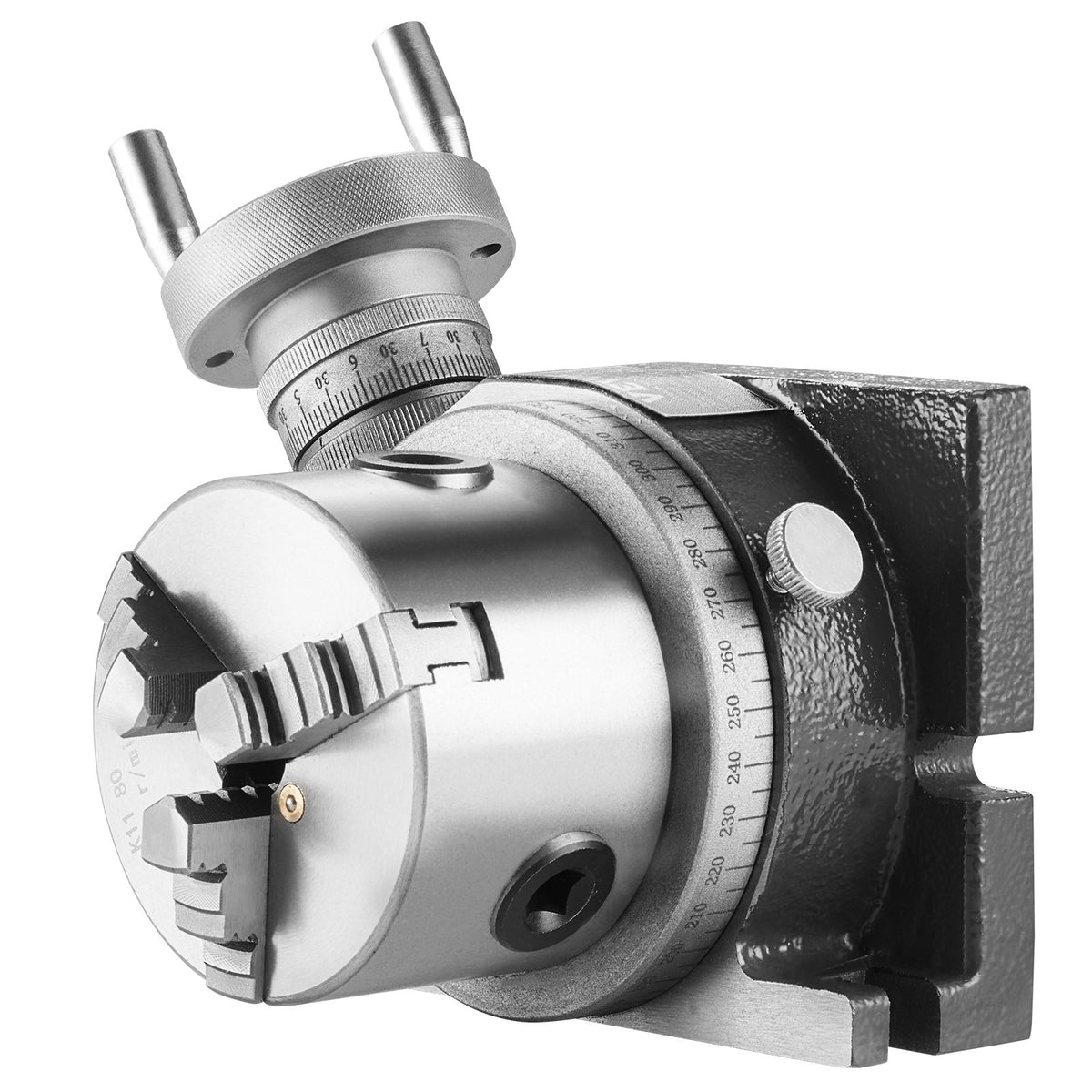 VEVOR Milling Machine Rotary Table, 4''/100 mm, Versatile Horizontal & Vertical Design, Precision Crafted, Includes 3.1''/80 mm 3-Jaw Chuck, M10 T-Bolts & Nuts, Ideal for Engineering & Indexing