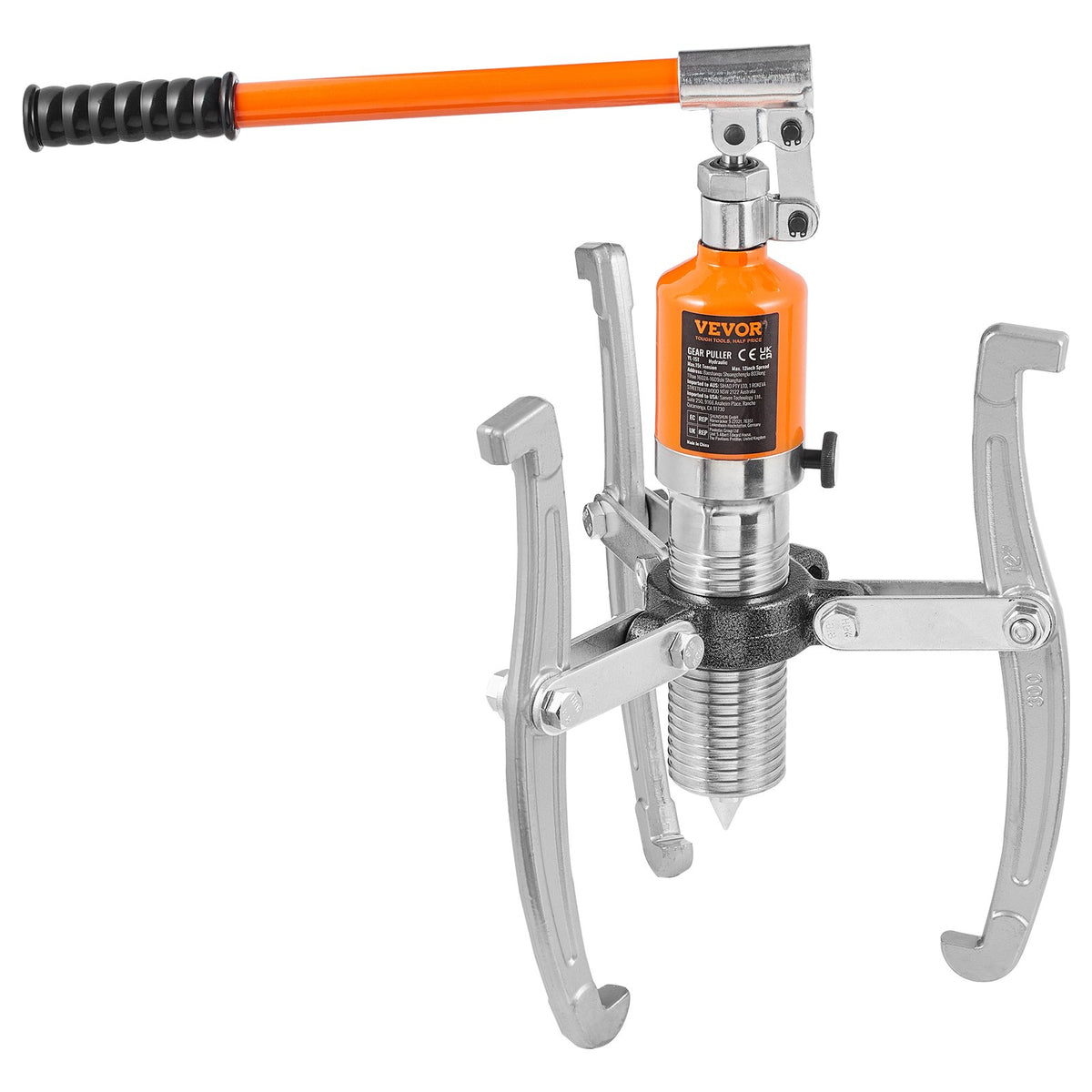 VEVOR Hydraulic Gear Puller, 15 Ton Max Capacity Wheel Bearing Pulling Separator, 2 or 3 Jaws Puller, Vertically and Horizontally, 12" Jaw Hydraulic Puller with Case for Pulling Hubs
