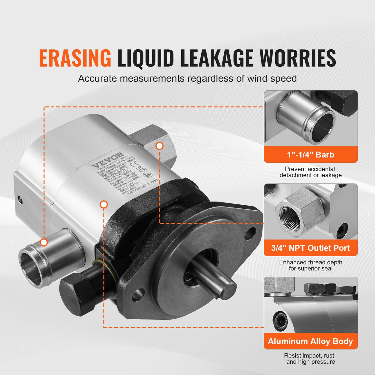 VEVOR Hydraulic Log Splitter Pump, 22GPM, 2 Stage 4000PSI Wood Log Splitter Pump, 1-1/4'' Inlet 3/4'' NPT Outlet 3600 RPM Aluminum Hydraulic Gear Pump, for Small Engine Mounting Log Splitters Snowplow