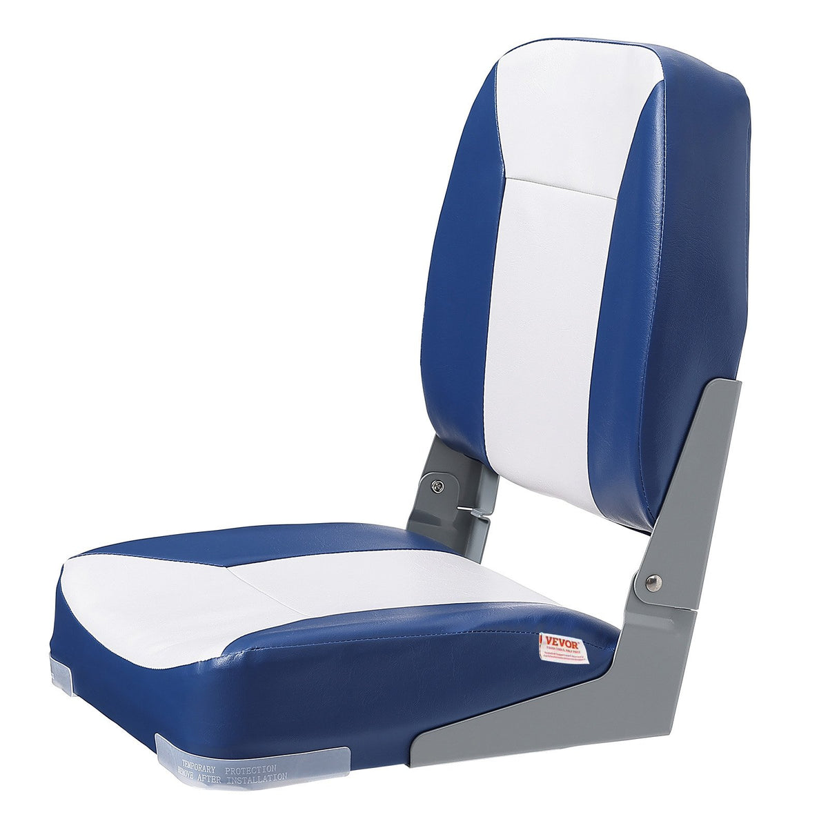 VEVOR Boat Seat, 18.9" Low Back Boat Seat, Folding Boat Chair with Thickened Sponge Padding and Hinge, Fold-Down Boat Captain Chair for Fishing Boat, Sightseeing Boat, Speedboat, Canoe, 1-Piece