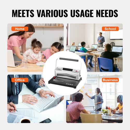 VEVOR Coil Spiral Binding Machine, Manual Book Maker with Electric Binding, 46-Holes Binding 500 Sheets Punch Binder, with 10