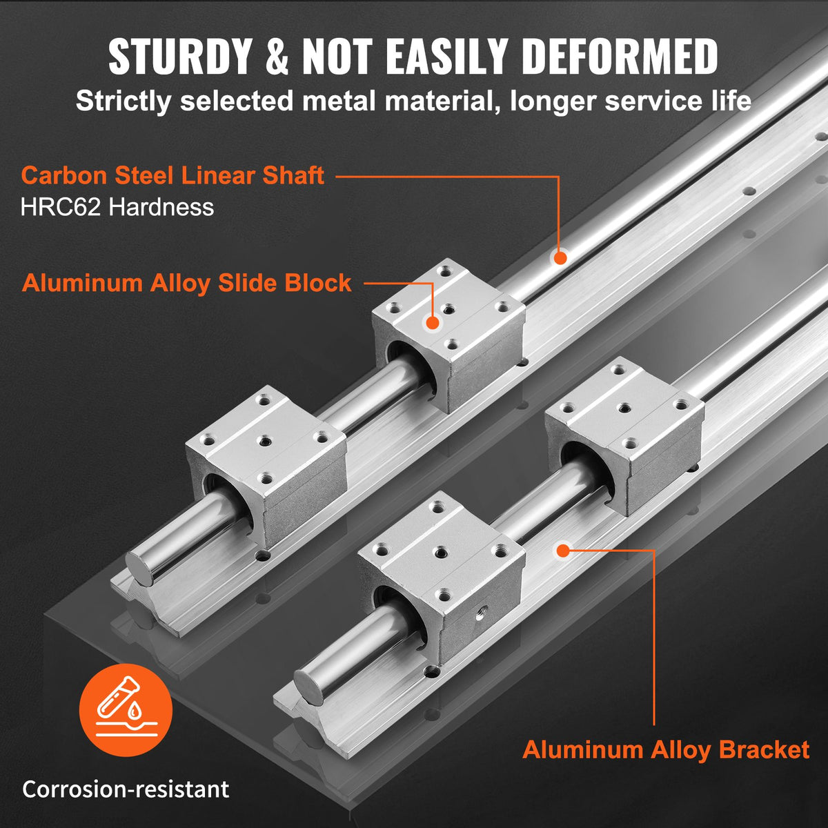 VEVOR Linear Rail Kit, SBR20 800mm, Includes 2 PCS 31.5 in SBR20 Rails & 4 PCS SBR20UU Blocks, Ideal for CNC Machines, Automation Projects, and DIY Crafts