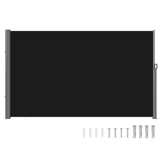VEVOR Retractable Side Awning, 71''x 118'' Aluminum Outdoor Privacy Screen, 280g Polyester Water-proof Retractable Patio Screen, UV 30+ Room Divider Wind Screen for Patio, Backyard, Balcony, Black