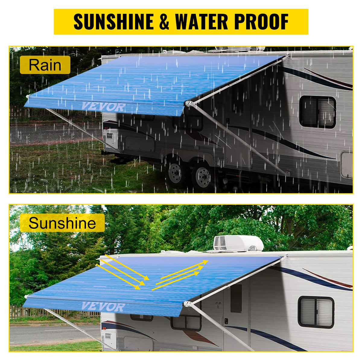 VEVOR RV Awning 20\' Camper Awning Fabric, Trailer Awning Canopy Patio Camping Car Awning, Vinyl Roller Tube for RV, Van, SUV, Awning Replacement Ocean Blue Fade