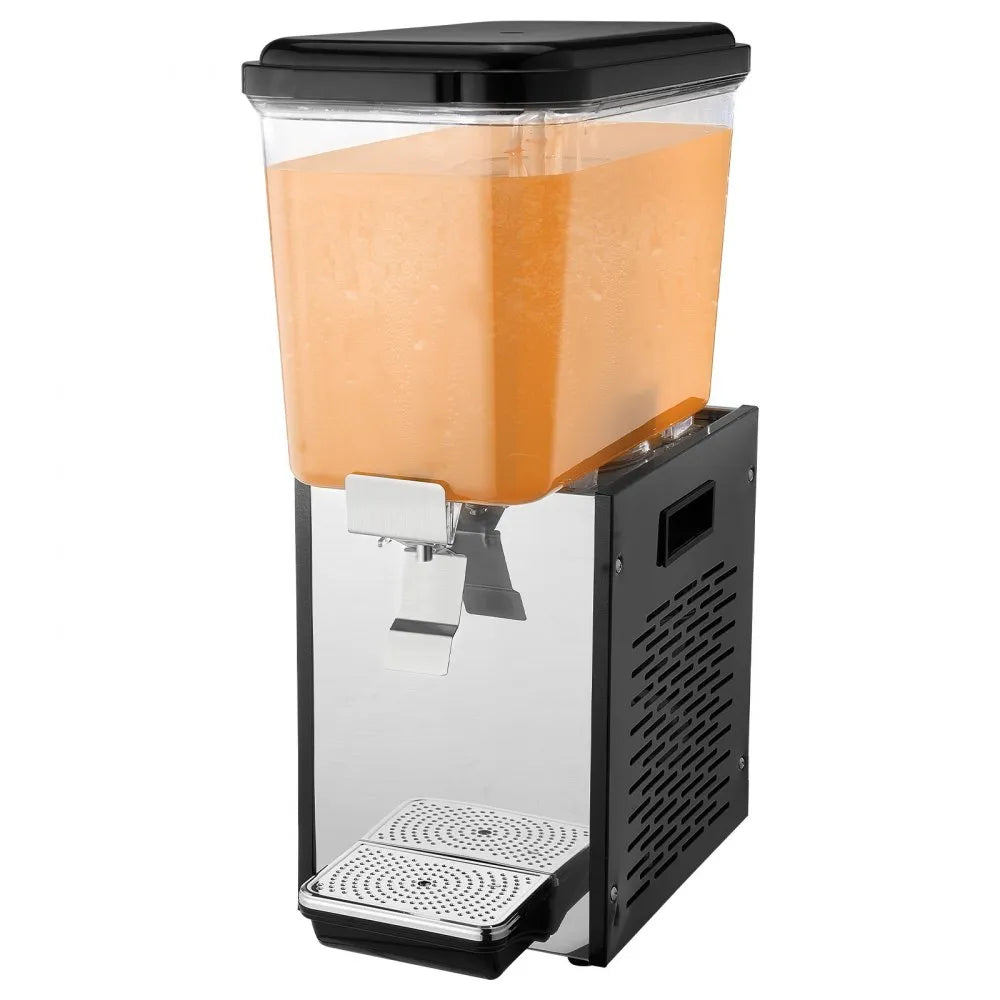 Serve drinks with ease using the VEVOR 18L Commercial Beverage Dispenser. Built with durable 304 food-grade stainless steel and a powerful 300W cooling system, this dispenser keeps beverages chilled between 7°C and 12°C